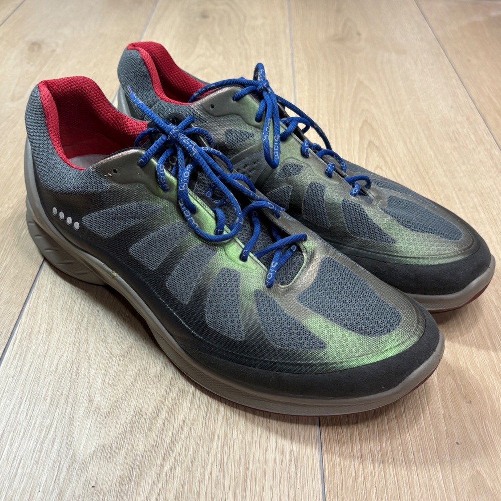 Ecco Biom Fjuel Racer Mens Grey Iridescent Green Running Shoes Extra Width 44
